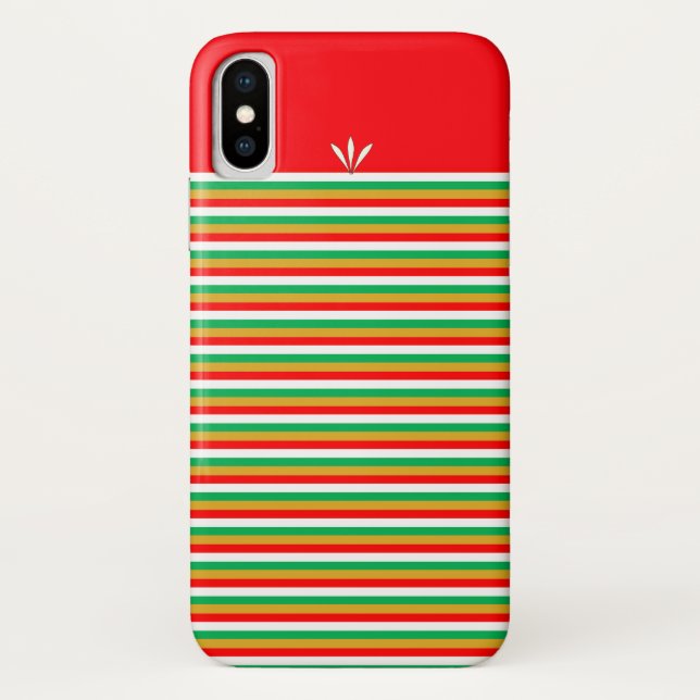 Coques Case-Mate iPhone Rayé Vert Rouge Blanc Doré (Dos)