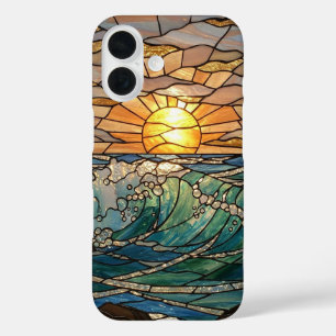 Coques iPhone 16 Rayons Solaires Et Vagues Illustration De Verre Ti