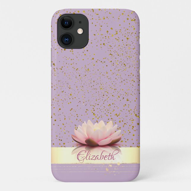 Coques Case-Mate iPhone Rayure de confettis dorés Lotus (Dos)