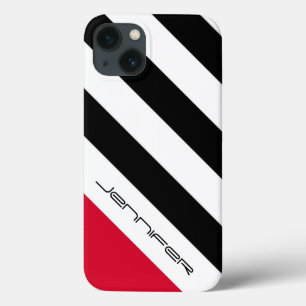 Etui iPhone Case-Mate rayure diagonale noire et blanche de cas de