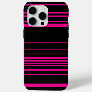 Coque iPhone 15 Pro Max Rayures complexes - Magenta et Noir
