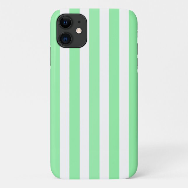 Coques Case-Mate iPhone Rayures de bonbon vert clair (Dos)