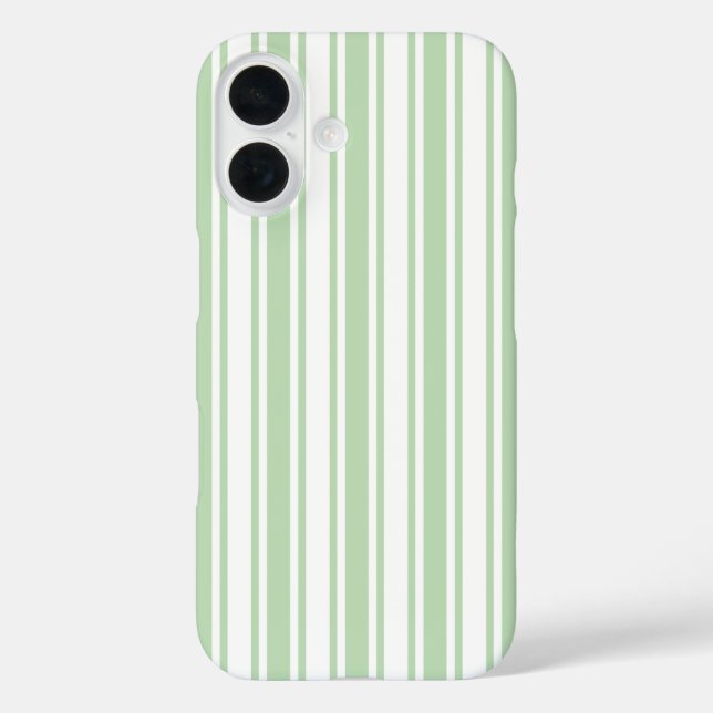 Coques Case-Mate iPhone Rayures de bonbon vert clair et blanc (Verso)