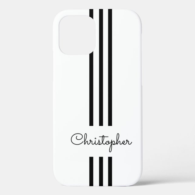 Coques Case-Mate iPhone Rayures de course tendance moderne monogrammées  (Verso)