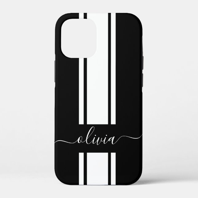 Coques Case-Mate iPhone Rayures de course tendance moderne monogrammées  (Verso)