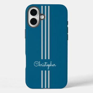 Coques iPhone 16 Plus Rayures de course tendance moderne monogrammées