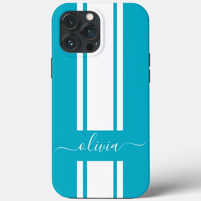 Coques Case-Mate iPhone Rayures de course tendance moderne monogrammées  (Verso)