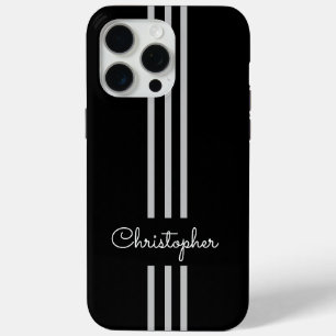 Coque iPhone 15 Pro Max Rayures de course tendance moderne monogrammées 