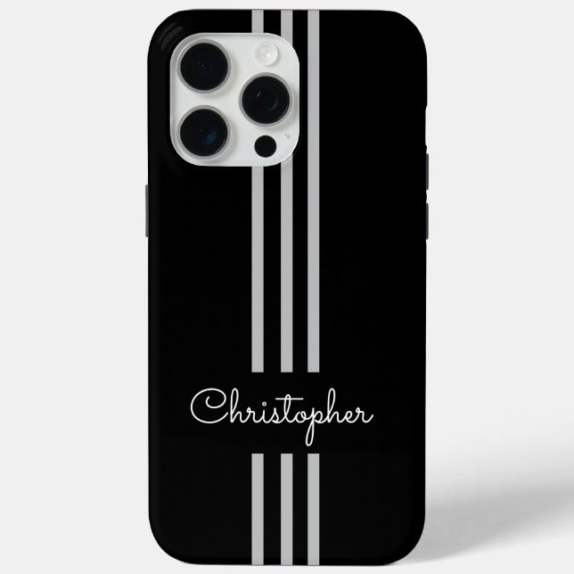 Coques Case-Mate iPhone Rayures de course tendance moderne monogrammées  (Verso)