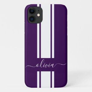 Case-Mate iPhone Case Rayures de course tendance moderne monogrammées