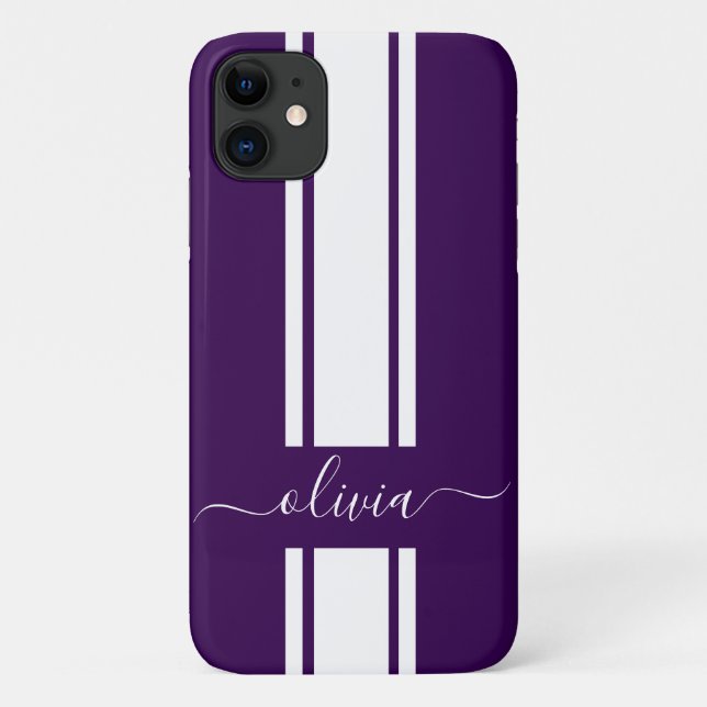 Coques Case-Mate iPhone Rayures de course tendance moderne monogrammées  (Dos)