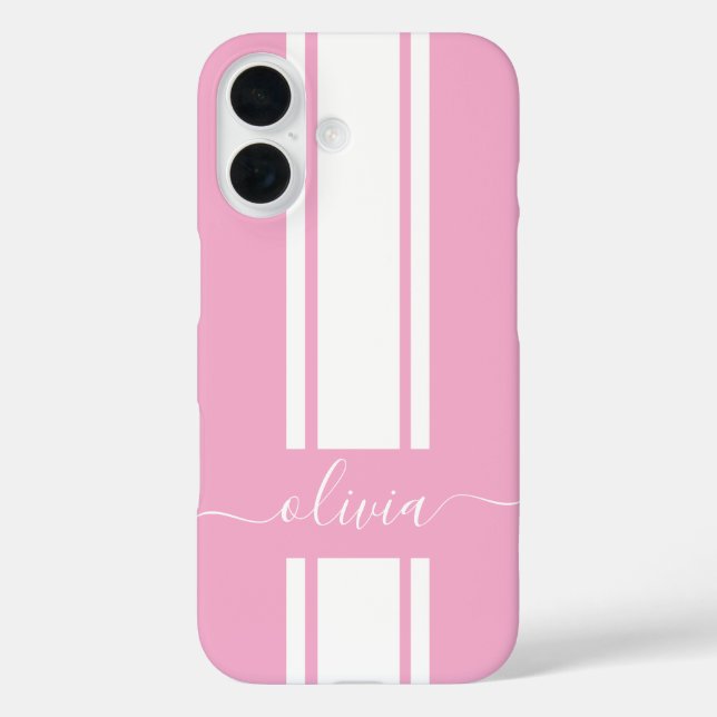 Coques Case-Mate iPhone Rayures de course tendance moderne monogrammées  (Verso)