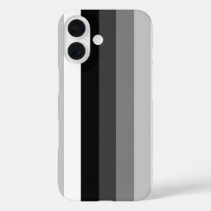Coques iPhone 16 Rayures d'ombre noir et blanc