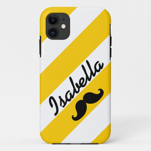 COQUES Case-Mate iPhone RAYURES DRÔLES DE JAUNE DE MOUSTACHE (Dos)