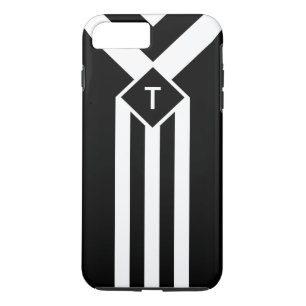 Coque iPhone 8 Plus/7 Plus Rayures et chevrons blancs sur le noir avec le