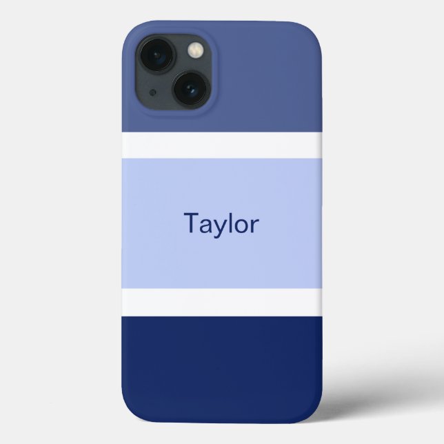 Coques Case-Mate iPhone Rayures Nautiques Personnalisées Bleu et Blanc (Verso)