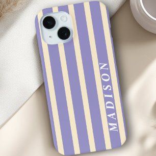 Coque Pour iPhone 15 Rayures personnalisées Beige Violet