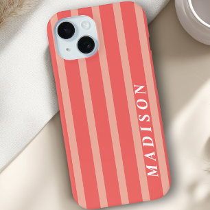 Coque Pour iPhone 15 Rayures Personnalisées Corail