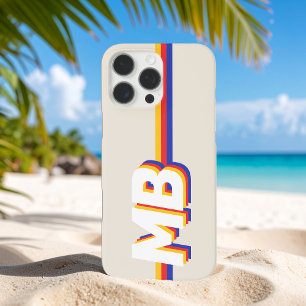Coques iPhone 16 Pro Max Rayures rétrospectives Monogramme initial personna
