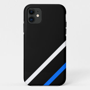 Case-Mate iPhone Case Rayures sportives blanches et bleues sur fond noir