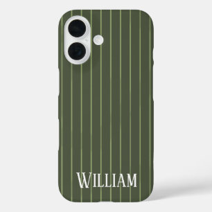 Coques iPhone 16 Rayures vert olive