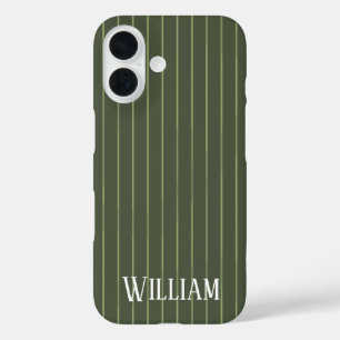 Coques iPhone 16 Rayures vert olive