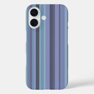Coques iPhone 16 Rayures verticales bleu-gris