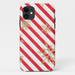 Coque iPhone 11 Rayures vintages et flocons de neige