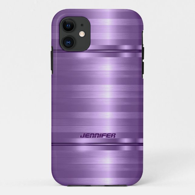 Coques Case-Mate iPhone Rayures violettes métalliques brillantes monogramm (Dos)