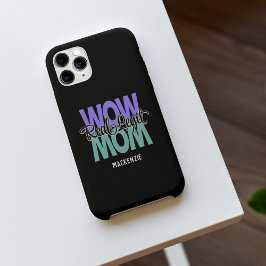 Coque Pour iPhone 14 Real Legit Wow Mom Imprimer (violet et Turquoise)