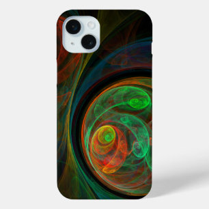 Coque iPhone 15 Mini Reborn Green Art Abstrait