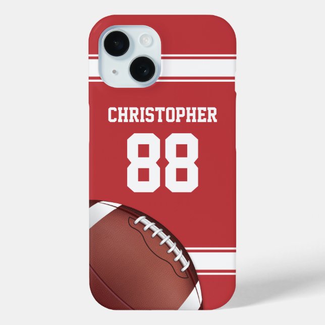 Coques Case-Mate iPhone Red and White Stripes Jersey Grid Fer Football (Verso)