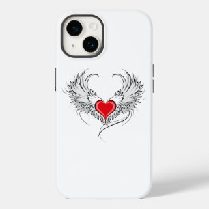 Coque Pour iPhone 14 Red Angel Coeur avec ailes