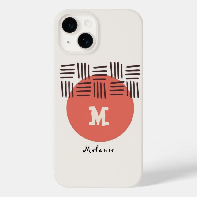 Coques Case-Mate iPhone Red brown abstract aesthetic minimal Monogram (Verso)
