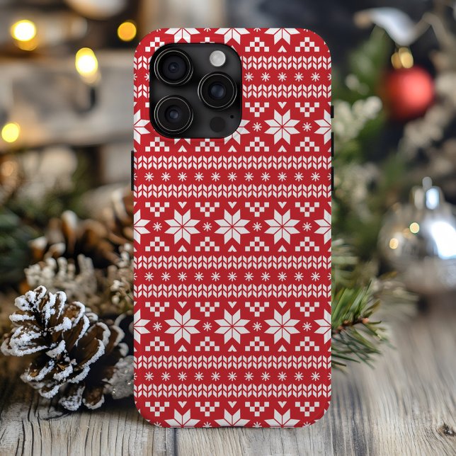 Coques Case-Mate iPhone Red Fair Isle Motif de Noël (Créateur téléchargé)