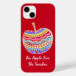 Coque Pour iPhone 14 Plus Red Folk Art Apple Enseignant