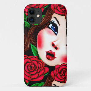 Case-Mate iPhone Case Red Lips et Red Roses Motif
