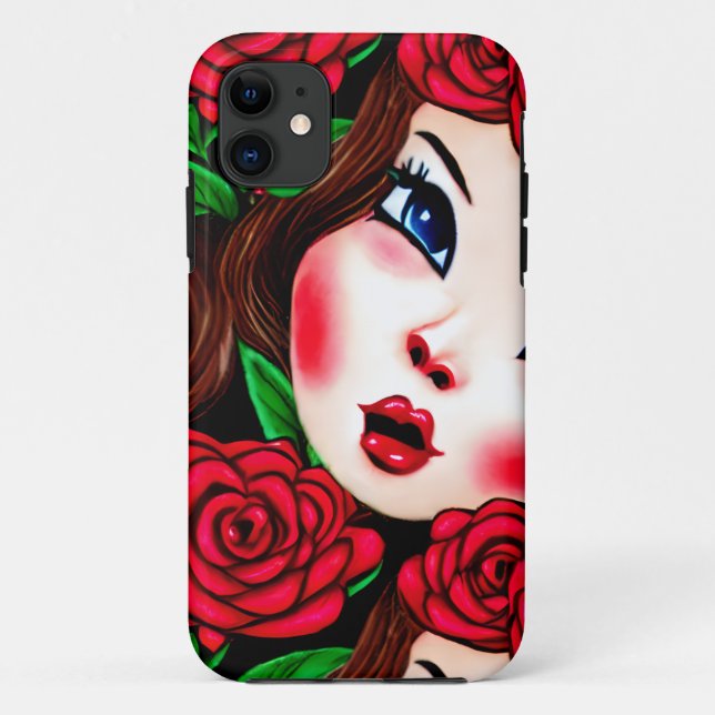 Coques Case-Mate iPhone Red Lips et Red Roses Motif (Dos)