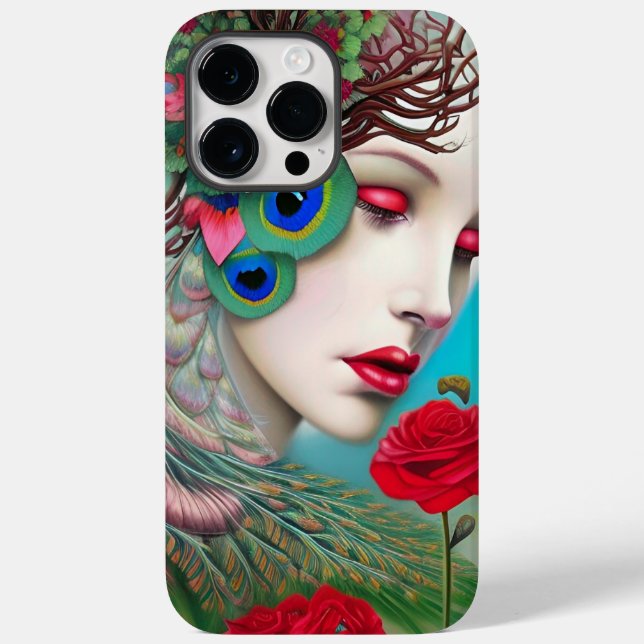 Coques Case-Mate iPhone Red Lips et Rose Peacock Abstrait (Verso)