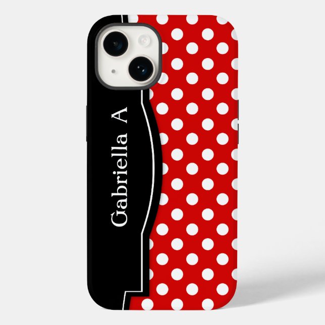 Coques Case-Mate iPhone Red Polka Dot Black Frame (Verso)
