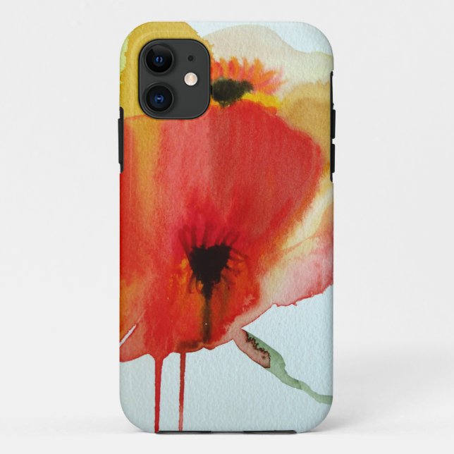 Coques Case-Mate iPhone Red Poppies aquarelle art floral moderne (Dos)