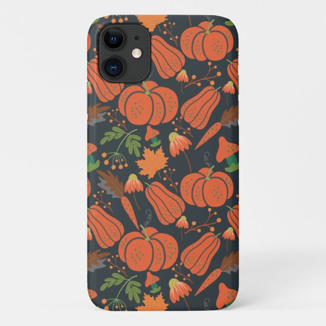 Coques Case-Mate iPhone Red pumpkin seamless pattern and carrots (Dos)