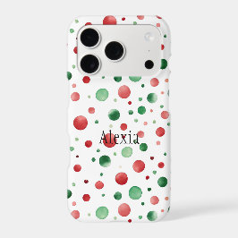 Coques iPhone 16 Plus Red White Green Dots Christmas