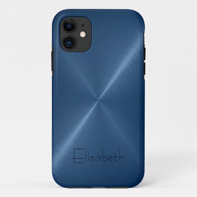 Coques Case-Mate iPhone Regard bleu-foncé en métal d'acier inoxydable (Dos)