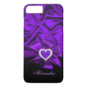 Coque iPhone 7 Plus Regard de soie violette élégante Bijou à coeur noi