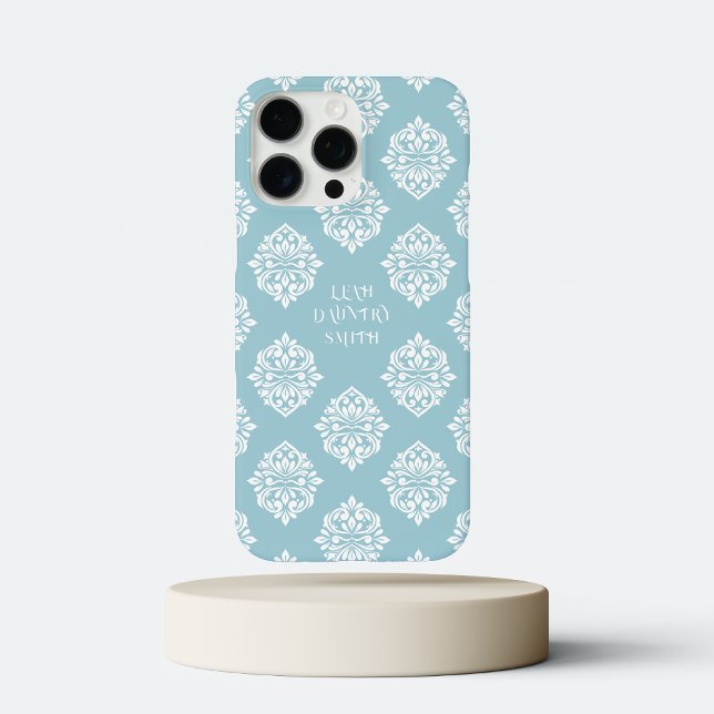 Coques Case-Mate iPhone Régence Damas Classique Pale Cerulean (Créateur téléchargé)