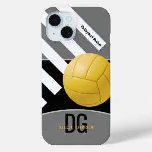 Coque Pour iPhone 15 Règles de volley-ball Initiales