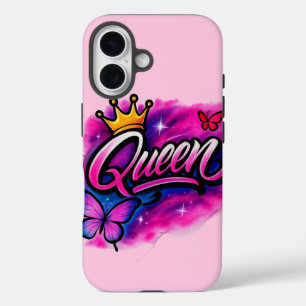 Coques iPhone 16 Reine Aérographe Graffiti Couronne & Papillon