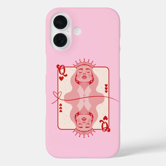 Coques Case-Mate iPhone Reine des Coeurs Art rouge et rose (Verso)