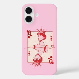 Coques iPhone 16 Reine des Coeurs rouge et rose
